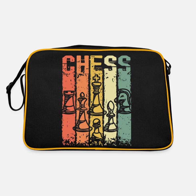 Brettspiel Schachmatt Schachbrett Schach - Retro Tasche - Schwarz/Gold