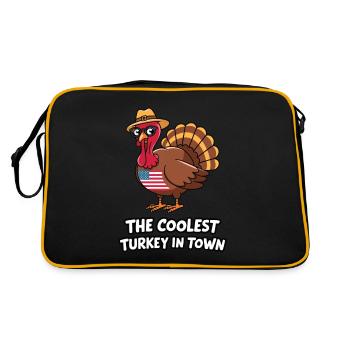 Dinde drôle de Thanksgiving - Sac Retro - noir/or - Dos