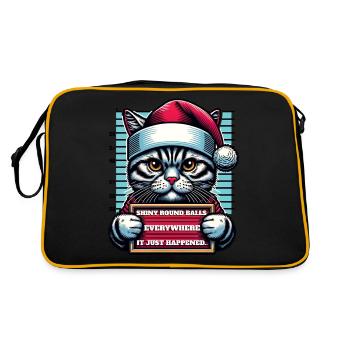 Santa Claus Christmas Funny Cats Mugshot - Retro Bag - black/gold - Back