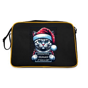 Santa Claus Christmas Funny Cats Mugshot - Retro Bag - black/gold - Back