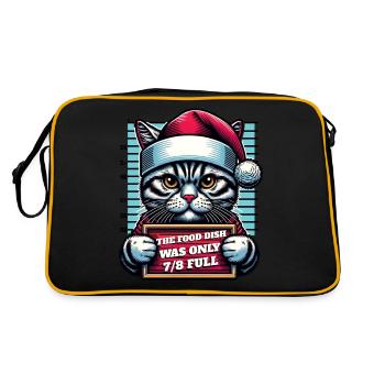 Santa Claus Christmas Funny Cats Mugshot - Retro Bag - black/gold - Back