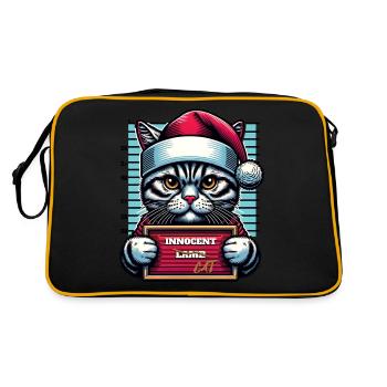 Santa Claus Christmas Funny Cats Mugshot - Retro Bag - black/gold - Back
