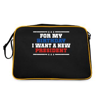 Zum Geburtstag Will Ich Einen Neuen Präsidenten - Retro Tasche - Schwarz/Gold - Hinten