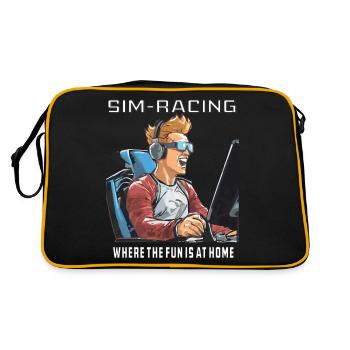 SIM RACING WHERE THE FUN IS AT HOME - Retro Tasche - Schwarz/Gold - Hinten