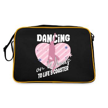 Roller Skating Skate Dancing on Wheels Gifts - Retro Tasche - Schwarz/Gold - Hinten