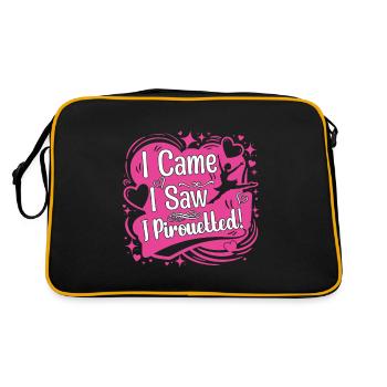 Ich kam, ich sah, ich drehte Pirouetten! - Retro Tasche - Schwarz/Gold - Hinten