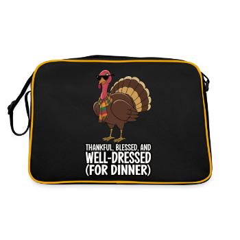 Dinde drôle de Thanksgiving - Sac Retro - noir/or - Dos