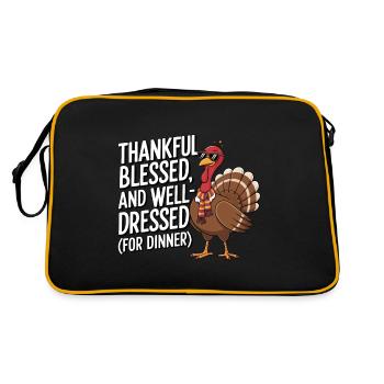 Dinde drôle de Thanksgiving - Sac Retro - noir/or - Dos