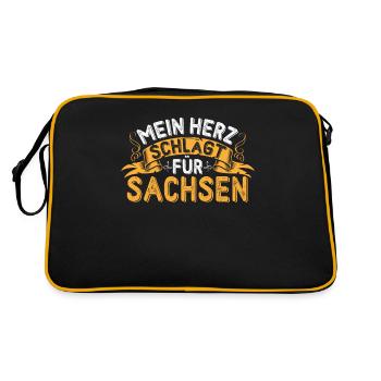 Cadeau de la Saxe avec dicton de la Saxe - Sac Retro - noir/or - Dos