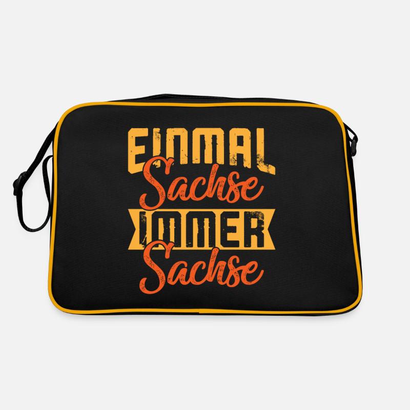 Sachsen Motiv - EINMAL SACHSE IMMER SACHSE - Retro Tasche - Schwarz/Gold