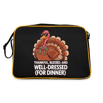 Dinde drôle de Thanksgiving - Sac Retro - noir/or - Dos