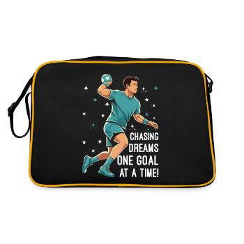 Träume verfolgen, ein Ziel nach dem anderen! - Retro Tasche - Schwarz/Gold - Hinten