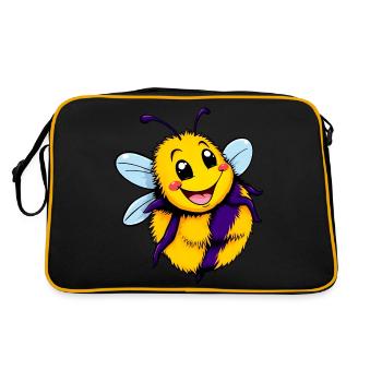 Glückliche Hummel Cartoon Illustration - Retro Tasche - Schwarz/Gold - Hinten