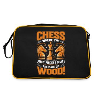 Schach: Wo die einzigen Figuren, die ich schlage, aus zwei Figuren bestehen - Retro Tasche - Schwarz/Gold - Hinten