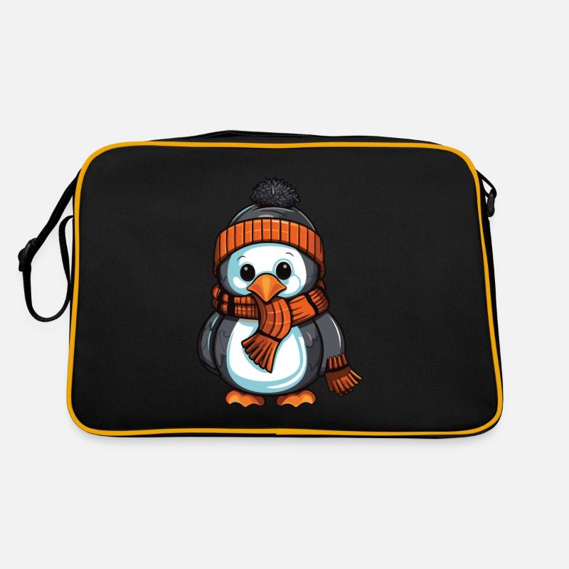 Pingouin mignon bande dessinée d’hiver Sac Retro