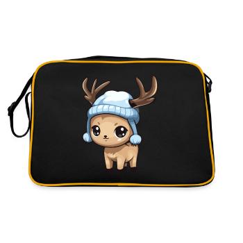 Reh Winter Comic - Retro Tasche - Schwarz/Gold - Hinten