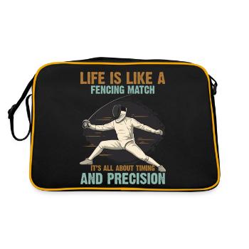 Das Leben ist wie ein Fechtkampf: Es dreht sich alles um Timin - Retro Tasche - Schwarz/Gold - Hinten