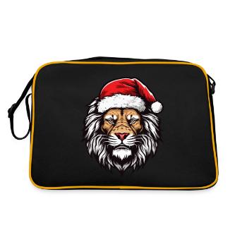 Löwe Kopf Weihnachten Portät - Retro Tasche - Schwarz/Gold - Hinten