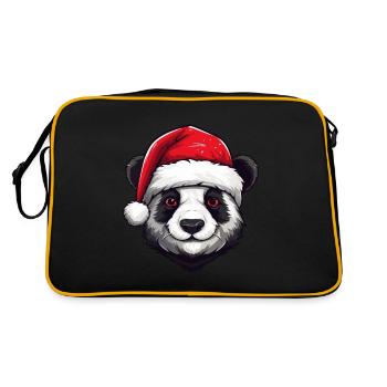 Panda Head Christmas Portrait - Retro Bag - black/gold - Back