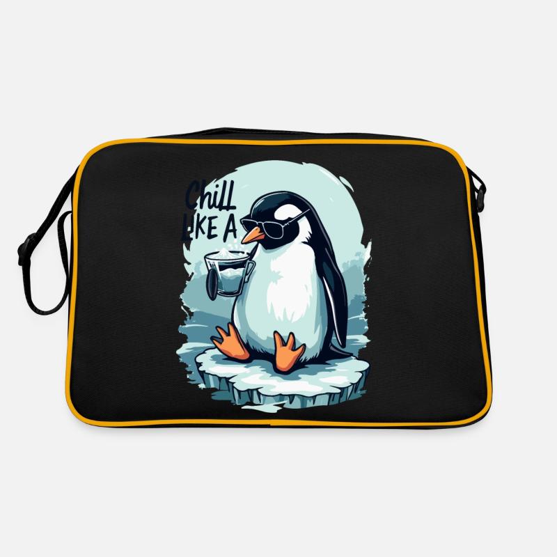 PINGUIN - Retro Tasche - Schwarz/Gold