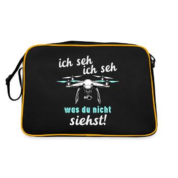 Drohnen - Ich Seh, Ich Seh - Retro Tasche - Schwarz/Gold - Hinten
