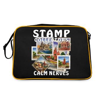 STAMP COLLECTORS CALM NERVES - Retro Bag - black/gold - Back