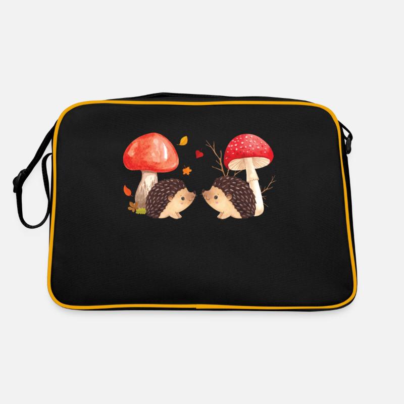 Mignon hérissons et champignons Illustration d’automne Mignon Sac Retro