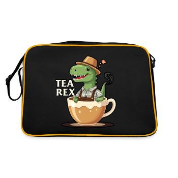 Tea Rex Tyrannosaurus Rex - Retro Tasche - Schwarz/Gold - Hinten