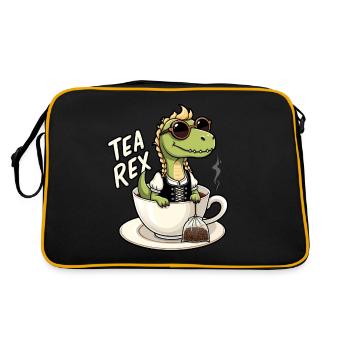 Tea Rex Dinosaurier Tyrannosaurus Rex Dirndl - Retro Tasche - Schwarz/Gold - Hinten