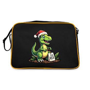 Tea Rex Weihnachten Weihnachtsmann Mütze - Retro Tasche - Schwarz/Gold - Hinten