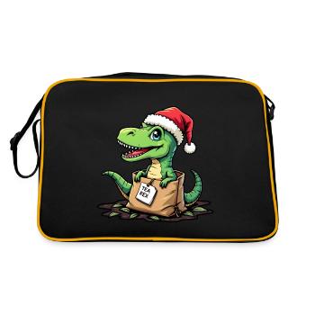 Tea Rex Dinosaurier Weihnachtsmann Mütze - Retro Tasche - Schwarz/Gold - Hinten