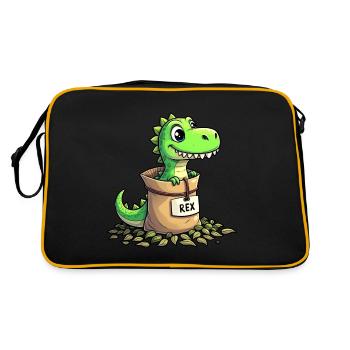 Tea Rex Dinosaurier - Retro Tasche - Schwarz/Gold - Hinten