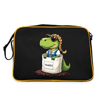 Tea Rex Dinosaurier traditionellen Dir Tee - Retro Tasche - Schwarz/Gold - Hinten