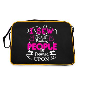 I Sew Because Punching People Is Frowned Upon - Retro Bag - black/gold - Back