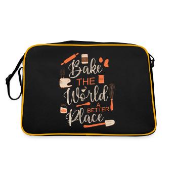 Bake The World A Better Place – Baking for a - Retro Bag - black/gold - Back