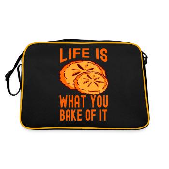 Das Leben ist das, was du daraus backst Backen - Retro Tasche - Schwarz/Gold - Hinten
