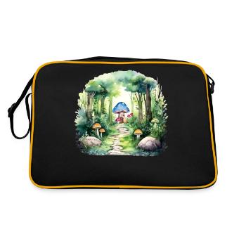 Enchanted mushroom house in a magical forest - Retro Bag - black/gold - Back