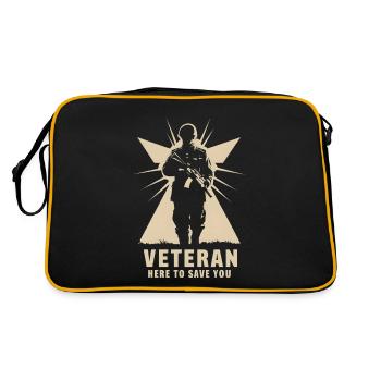 Veteran hier, um dich zu retten - Retro Tasche - Schwarz/Gold - Hinten