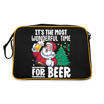 It's The Most Wonderful Time For Beer Santa Christ - Retro Tasche - Schwarz/Gold - Hinten