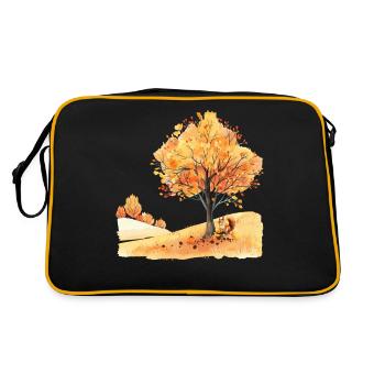Herbst Eichhörnchen Autumn Squirrel - Retro Tasche - Schwarz/Gold - Hinten