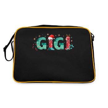 Weihnachten Gigi Oma Design Christmas Gigi - Retro Tasche - Schwarz/Gold - Hinten