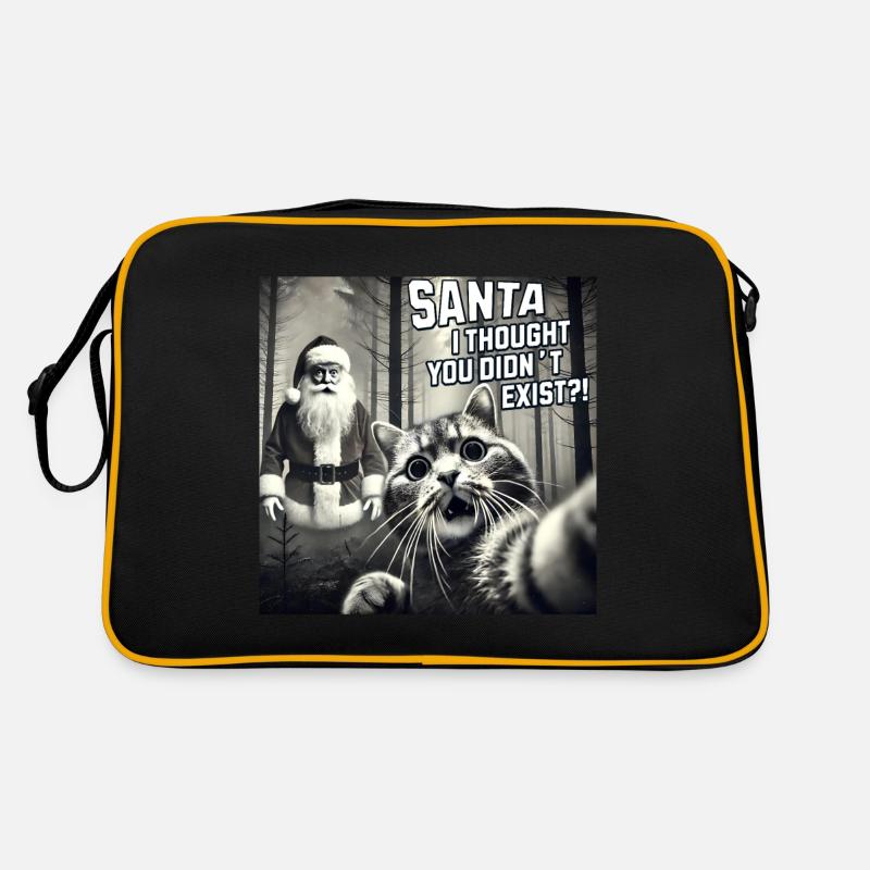 Le chat et le père Noël existent vraiment : Selfie Noël Sac Retro