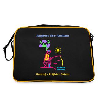 Angler für Autismus sorgen für eine bessere Zukunft - Retro Tasche - Schwarz/Gold - Hinten