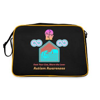 Lancez votre ligne, partagez l’amour, la sensibilisation à l’autisme - Sac Retro - noir/or - Dos
