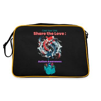 Lancez votre ligne, partagez l’amour, la sensibilisation à l’autisme - Sac Retro - noir/or - Dos