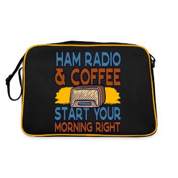 Amateur Start Morgens Rechts Amateurfunk - Retro Tasche - Schwarz/Gold - Hinten