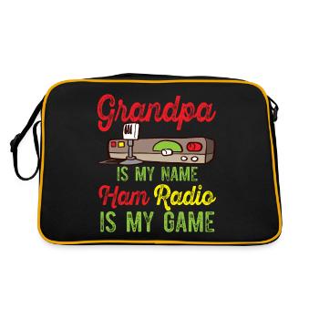 Amateur Opa ist mein Name Amateurfunk - Retro Tasche - Schwarz/Gold - Hinten