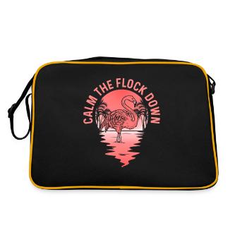 Calm The Flock Down Flamingo Pink Bird - Retro Tasche - Schwarz/Gold - Hinten