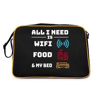 Tout ce dont j’ai besoin, c’est du wifi, de la nourriture et de mon - Sac Retro - noir/or - Dos