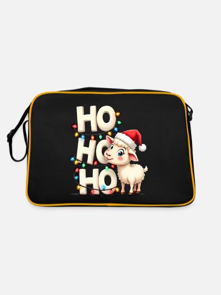ho ho ho schaf spruch weihnachts hemden für männer - Retro Tasche - Schwarz/Gold - Hinten